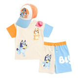 Camiseta Outfit Bluey Bingo Para Niños Pequeños, Gorra, 2 Un