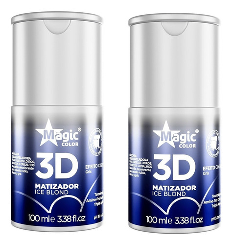 Kit Com 2 Matizador Magic Color Ice Blond 100ml - Cinza 3d