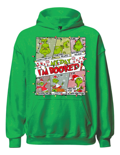 Buzo Grinch Navidad Horario Verde Saco Capota Hoodie 