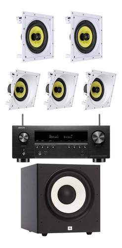 Kit Home Theater 5.1 Caixa De Som Jbl Embutir Sub Denon