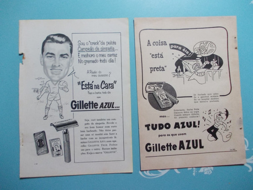 Propaganda Vintage (kit De 2). Gillette Azul Tudo Azul! Par 