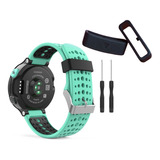 Pulseira Para Garmin 235 735xt + 2 Presilha Borracha Extras Cor Verde Água / Preta