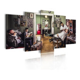 Quadro Decorativo Mosaico Barbearia 5pçs Mod10