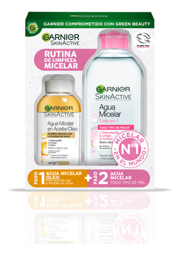 Estuche Garnier Skin Micelar Rosa 400 Ml + Oleo 100 Ml