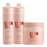 Kit Braé Essential Shampoo Condicionador 2x1000ml E Máscara