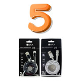 Kit 5 Piezas Cable Usb V8 2.1a 2 Metros Mayoreo 1hora Cab178