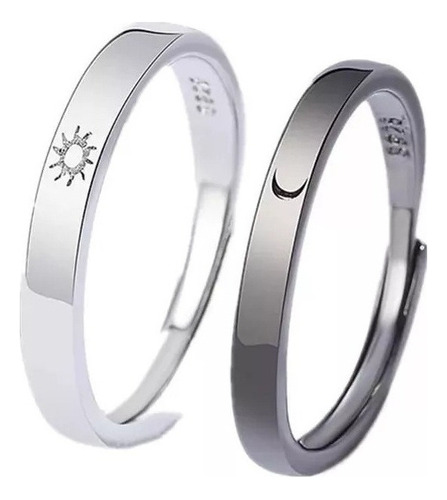 C Par De Anillos Para Pareja Sol Y Luna Acero Inoxidable