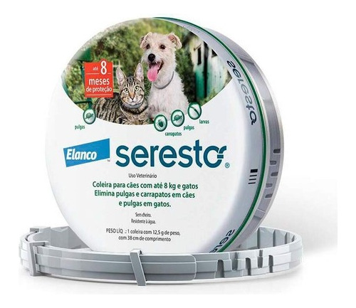 Coleira Seresto Antipulgas Para Cães E Gatos Até 8kg