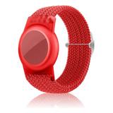 Pulsera Compatible Con Air Tag, Nailon, Ajustable, Rojo