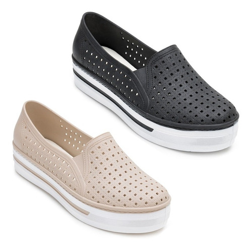 Kit 2 Tenis De Borracha Feminino Slip On Plataforma Ref: 864