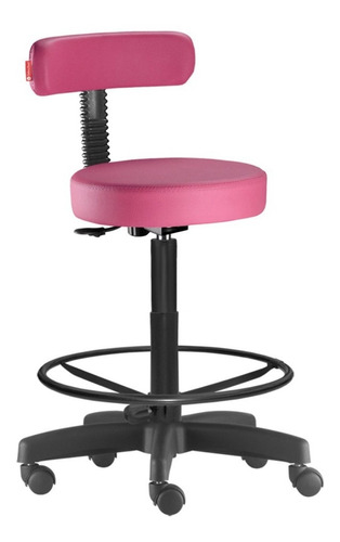 Cadeira Mocho Giratória Com Encosto Slim Pink