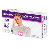 Luvas Descartáveis Inoven Sem Pó Cor Branco-translúcido Tamanho  M De Vinil X 100 Unidades 