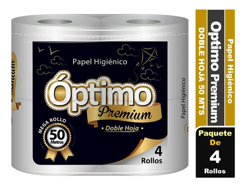 Papel Higiénico Optimo Premium 50 Metros Doble Hoja 4 Rollos