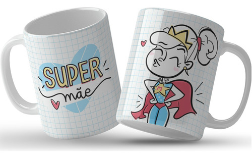 Caneca Presente Dia Das Mães Super Mae Azul