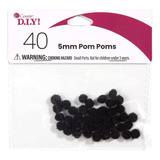 Pompones Negros De 5 Mm, Paquete De 40