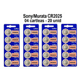 20 Baterias Cr2025 3v Sony/murata (4 Cartelas)