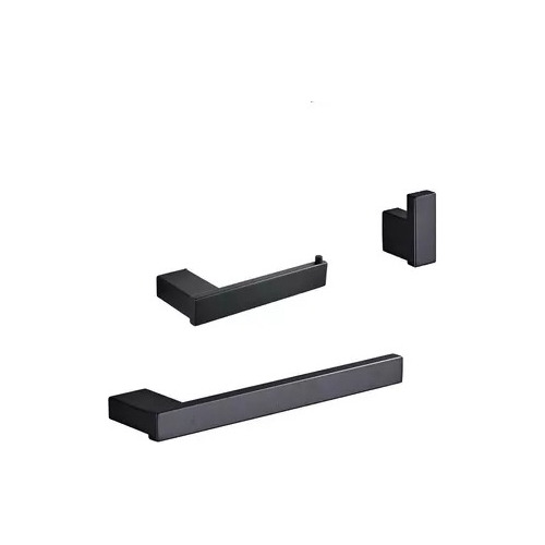 Kit Banheiro Luxo Inox Preto Fosco Combo 3 Peças