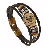 Pulsera Unisex Hombre Mujer Signo Cancer De Cuero Elegante