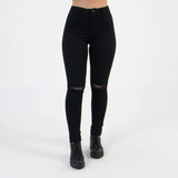 Calça Feminina Skinny Rasgada No Joelho- Outono-inverno.