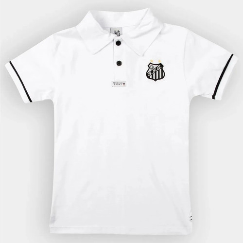 Camisa Do Santos Infantil Polo Branco Oficial Menino 