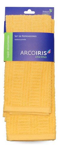 Pack X2 Repasadores Arco Iris 100% Algodón Muy Absorbentes Color Amarillo Maku