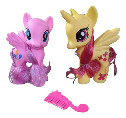 Pony Y Unicornio X 2 Muñeco Para Peinar Con Cepillo Mediano