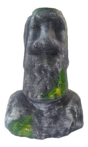 Adorno Pecera Escultura Isla Pascua Moai Cerámica Grande