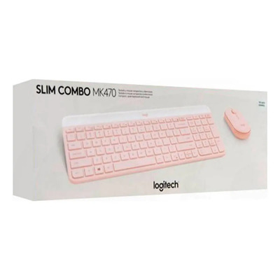 Teclado Logitech + Mouse Mk470 Wireless Slim Usb Rosa Idioma Español | Envío gratis