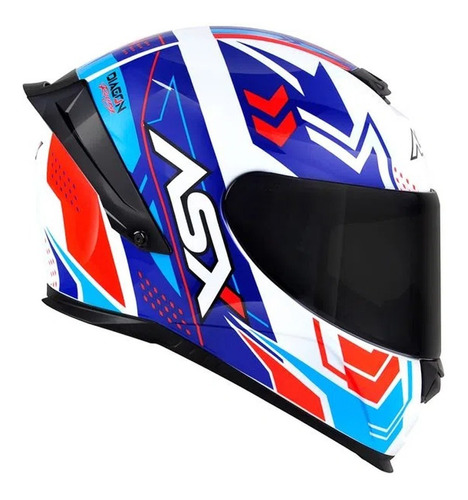 Capacete P/ Moto Asx Eagle Racing Diagon Azul Branco Brilhan