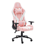 Cadeira Rosa Confortável Gamer Clanm Cl-cm081 Com Inclinação Material Do Estofamento Couro Sintético