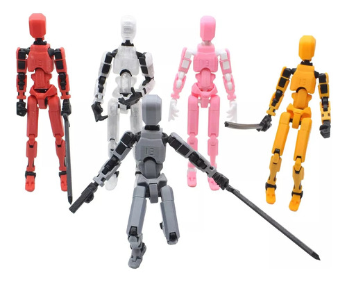 5 Pzs Robot Móvil Multiarticulado Impreso En 3d Maniquí Toys