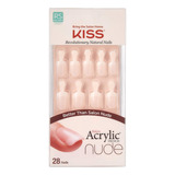 Uñas Postizas Kiss Acrylic French Nude Breathtaking Liso