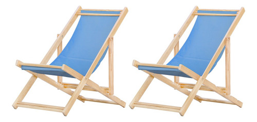 Kit 2 Cadeiras Espreguiçadeira Dobrável Piscina Praia-s/b Az