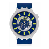 Reloj Swatch Big Bold Bioceramic Limy Sb03m103 Original Color De La Malla Azul Color Del Bisel Gris Color Del Fondo Azul