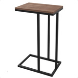 Mesa De Apoio Lateral Para Sofá Ou Cama Estilo Industrial Cor Aço Preto - Mdf