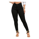 Calça Jeans Feminina Super Lycra  Skinny Cintura Alta Preta 