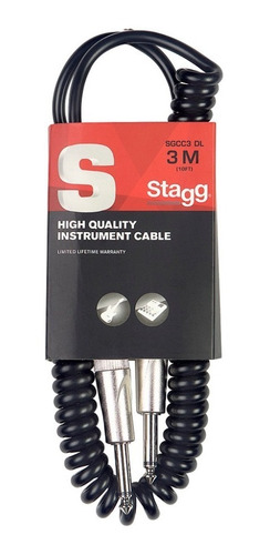 Cable Plug- Plug Mono 3 Metros En Espiral Para Guitarra Bajo