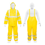 Conjunto Impermeable Doble Capa Amarillo Con Reflejante, M