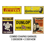 Combo Chapa Vintage Garage - 3  20x30cm + 2  35x14cm 
