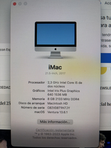Apple iMac 21,5'' I5 1tb 8gb Ram 2017