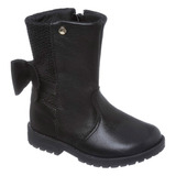 Bota Cano Alto Infantil Menina Ortopé Couro Promoção Black