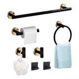 Juego Sets De Accesorios Para Baño Inoxidable Oro Negro 7pcs