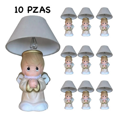 Lote 10 Centros De Mesa Angelito Con Pantalla 30cm Bautizo Primera Comunión Confirmación Lámpara Recuerdos Religiosos Decoración Fiesta Infantil Angel Regalo Original 120v | Envío gratis