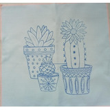 12 Servilletas Para Bordar Cactus 45x50 Cm Tela Diamante