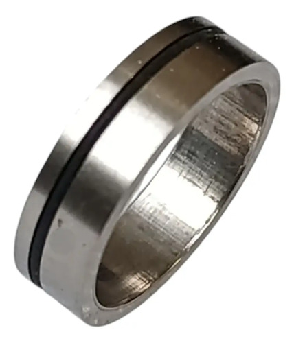 Acero Quirúrgico Anillo Unisex Centro Líneas Resina Negro