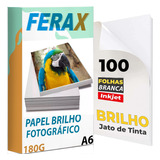 100 Folhas Papel Fotográfico Glossy 180g 10x15 Padrão Cor Branco