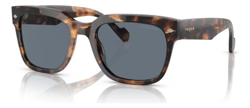 Anteojos De Sol Polarizados Vogue Solar Vo5490s 54, Diseño Ovalada Con Marco De Acetato Color Tortoise Honey, Lente Azul Oscura Polarizado De Cr Solido, Varilla Pink Gold