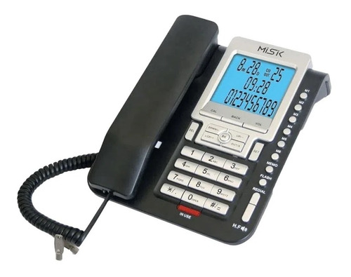 Misik - Telefono Alambrico Con Identificador - 6 Memorias Color Negro