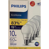 Pack 4 Focos A19 10w Led Philips Luz Cálida 312363 Color De La Luz Blanco Cálido