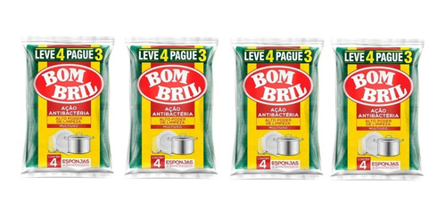 4 Pc 16 Esponja Multiuso Lava Louças Bombril Leve 4 Pague 3